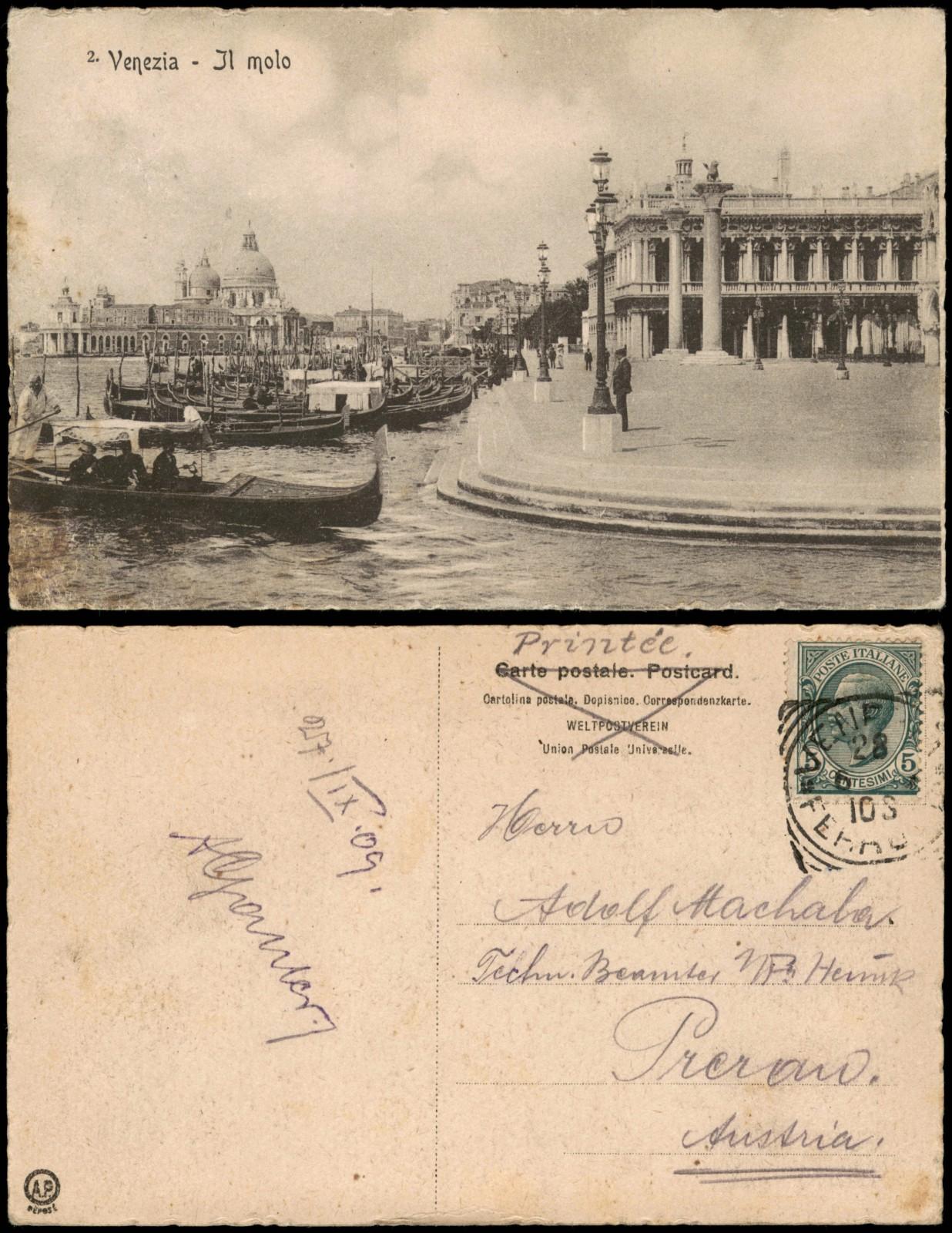 Cartoline Venice Venezia District View – Il Molo 1910